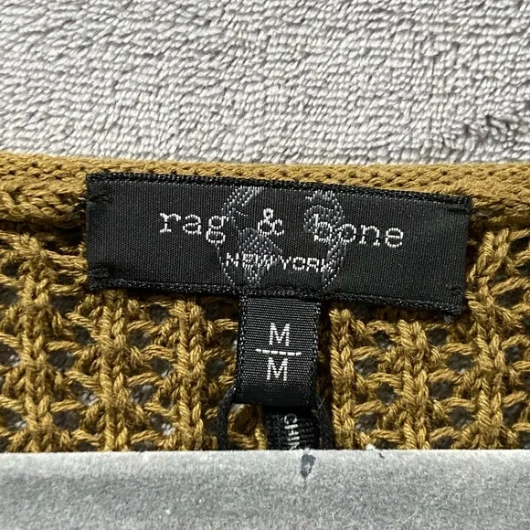 Rag & Bone Faye Sweater V Neck Pointelle Knit Military Olive Women’s Size M NWT - Picture 3 of 8